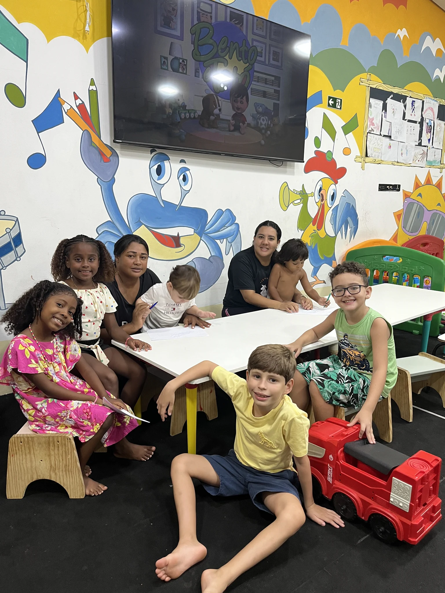 Família reunida durante uma experiência do Grupo Gallo