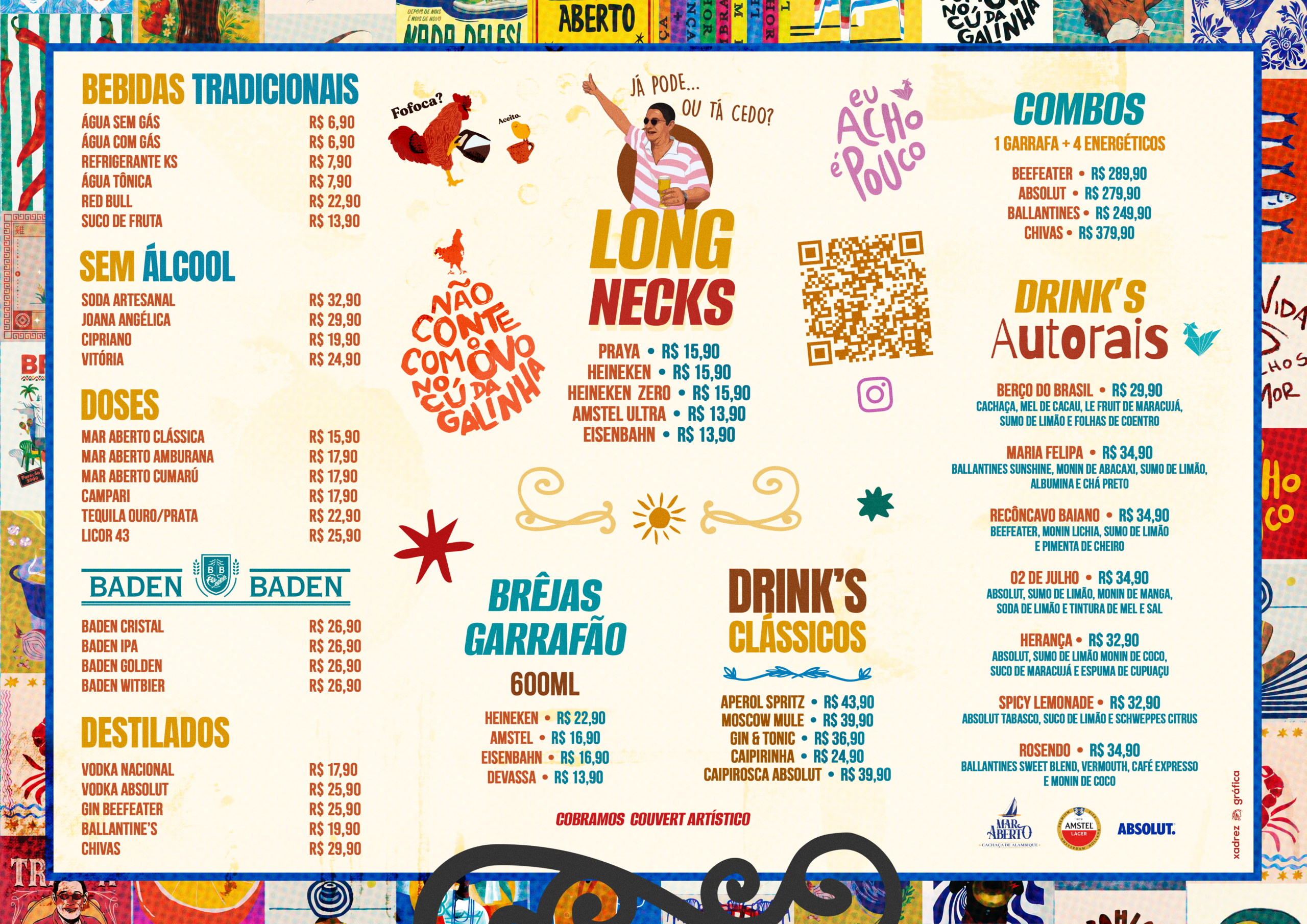 Menu de drinks do Gallo da Esquina